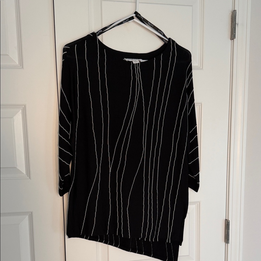 Joseph Ribkoff Black Top with White Lines